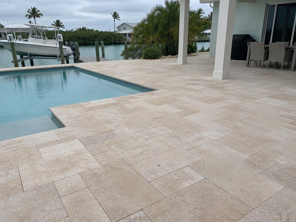 Sealed paver pool patio with a natural matte finish